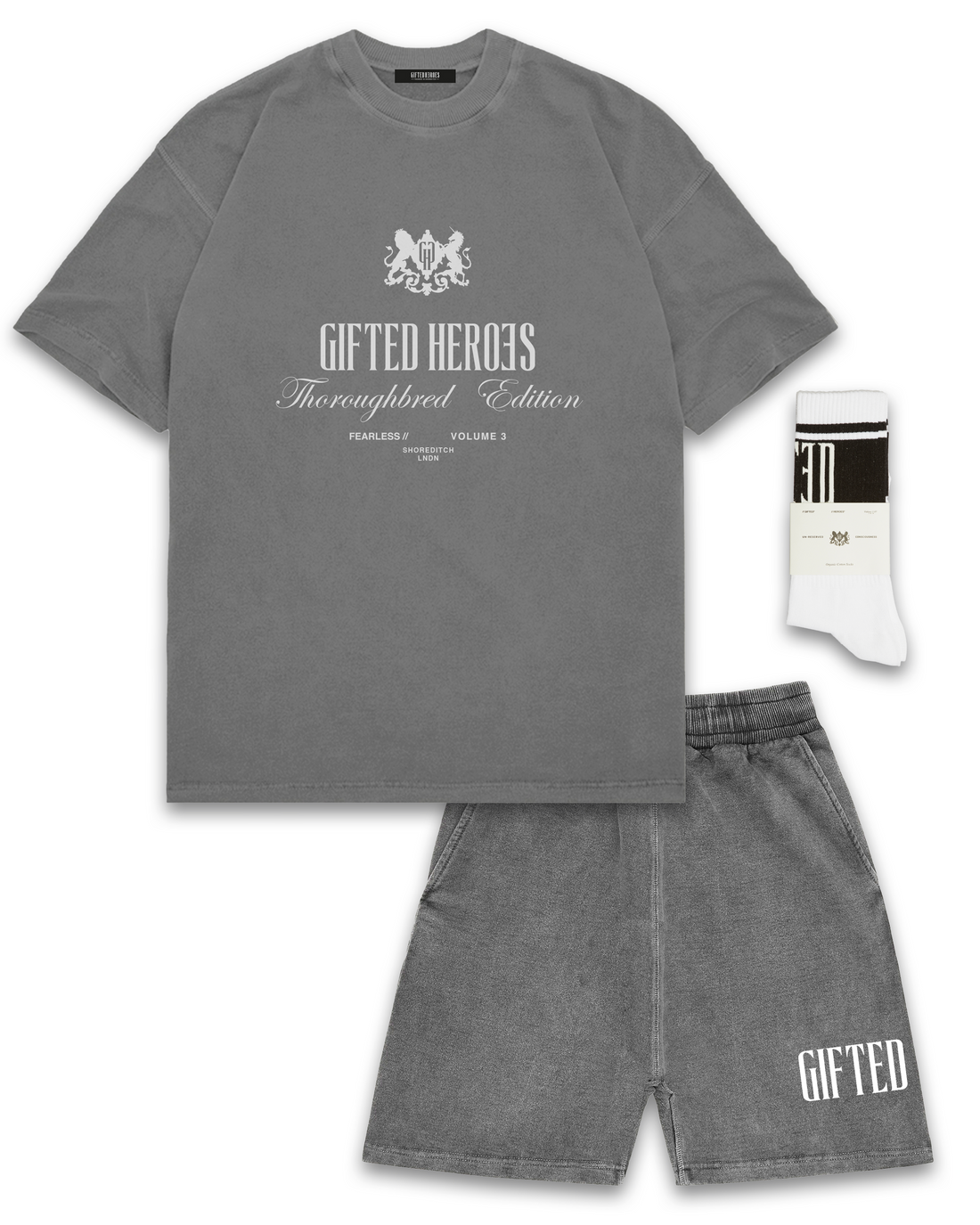 Thoroughbred Short & Tee Set - Washed Charcoal