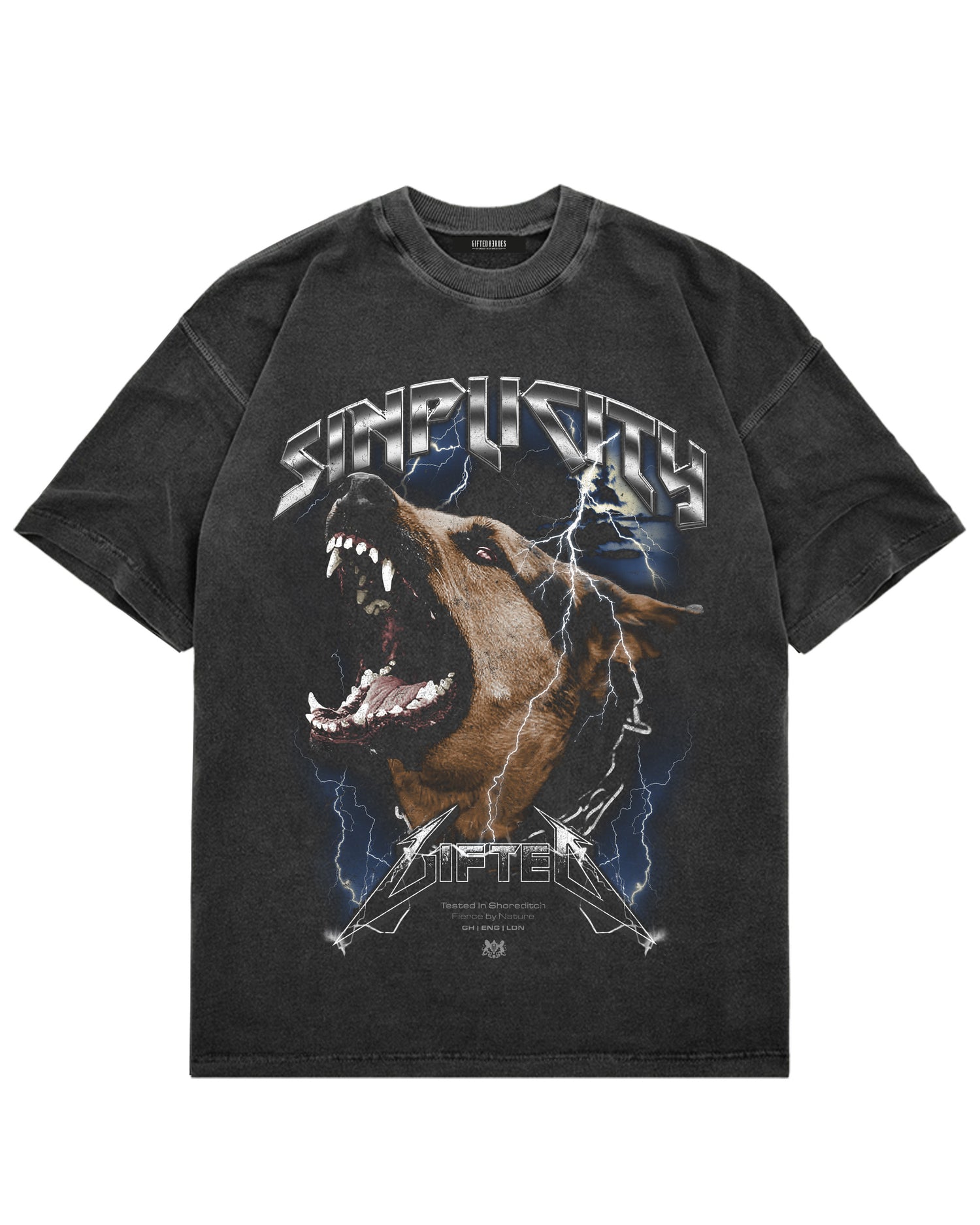 Lightning Bolt Tee - Washed Charcoal