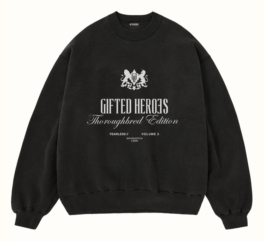 GH THOROUGHBRED CREW - Washed Black - GiftedHeroes